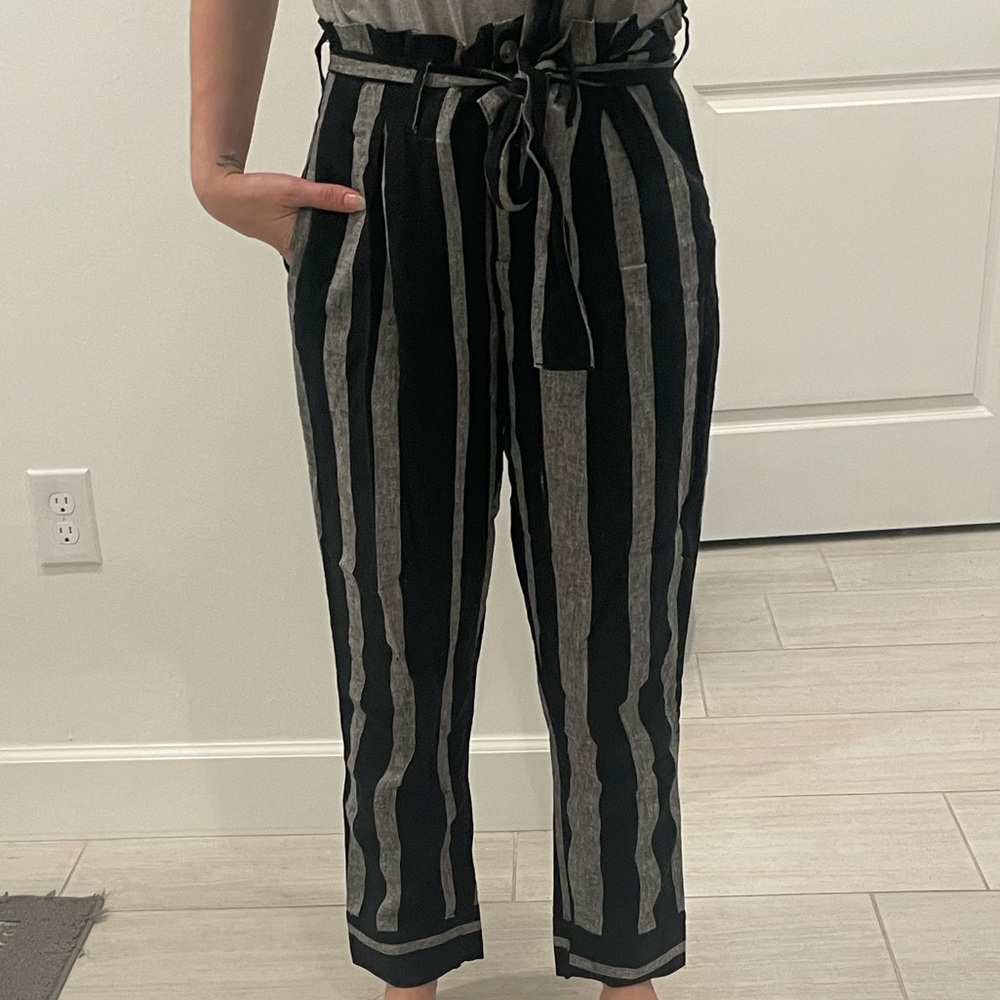 Black & Gray Striped Wool Feel Pants Who What Wear Size 4